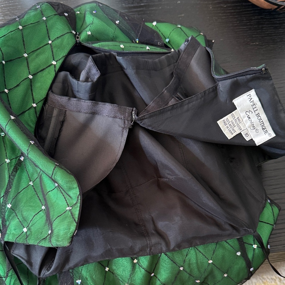 B14 Papell Boutique Evening Women’s 10 Green and Black Maxi Dress - Picture 7 of 7
